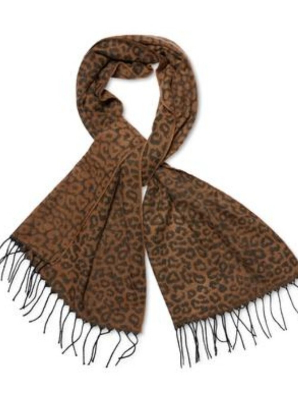 Steve Madden Brown Leopard Print Fringe Scarf - Women Accessories NWT